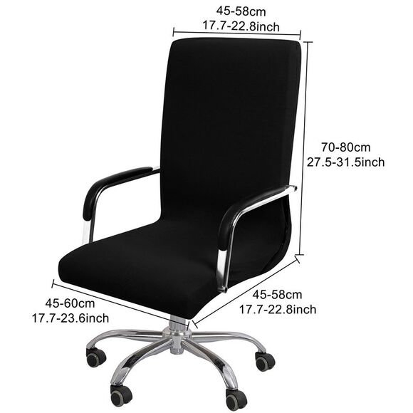 Stretch Jacquard Office Cover Swivel Chair Protector Medium Black - Picture 5 of 6